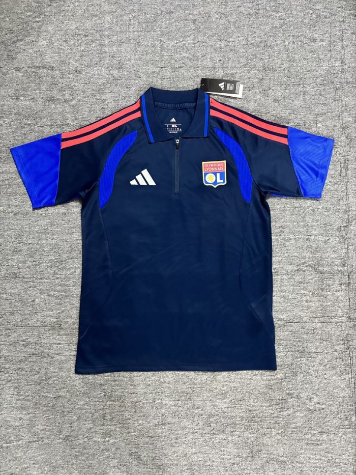 Fan Version 2026-2027 Lyon Dark Blue Soccer Polo Olympique Lyonnais Football Shirt
