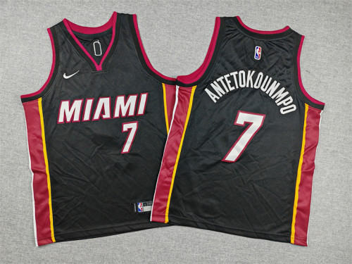 Youth Miami Heat ANTETOKOUNMPO 7 Black NBA Jersey Basketball Shirt