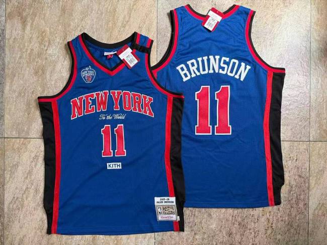 Mitchell&Ness 2025-26 New York Knicks X KITH BRUNSON 11 Blue NBA Jersey Men's Basketball Shirt