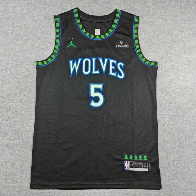 2027 Minnesota Timberwolves EDWARDS 5 Black NBA Jersey Basketball Shirt