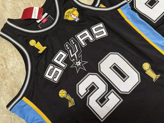 with Final Champions Patch Mitchell&ness 2002-18 San Antonio Spurs GINOBILI 20 Black Basketball Shirt NBA Jersey
