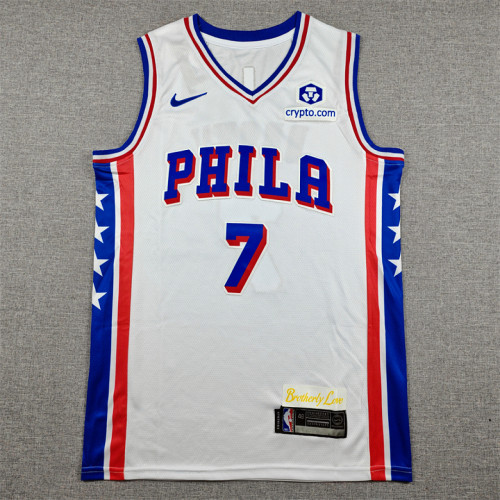 Philadelphia 76ers 7 BROWN White NBA Jersey Basketball Shirt