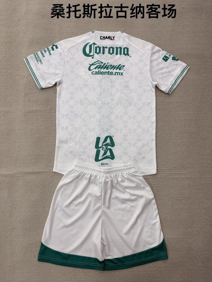 Youth Uniform Kids Kit 2026-2027 Santos Laguna Away White Soccer Jersey Shorts Child Football Set