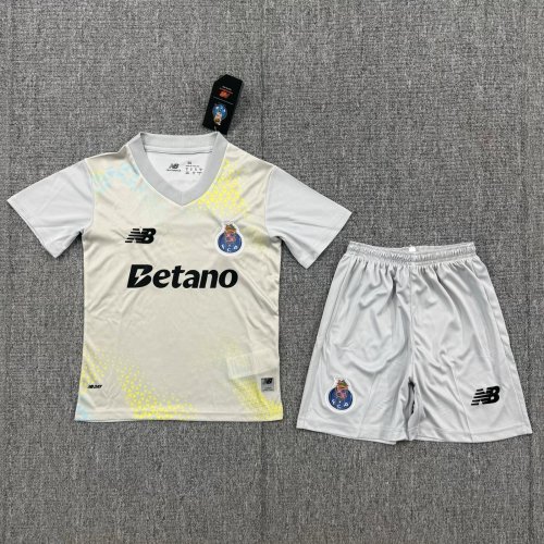 Youth Uniform Kids Kit 2026-2027 Porto Grey Goalkeeper Soccer Jersey Shorts Child Football Set