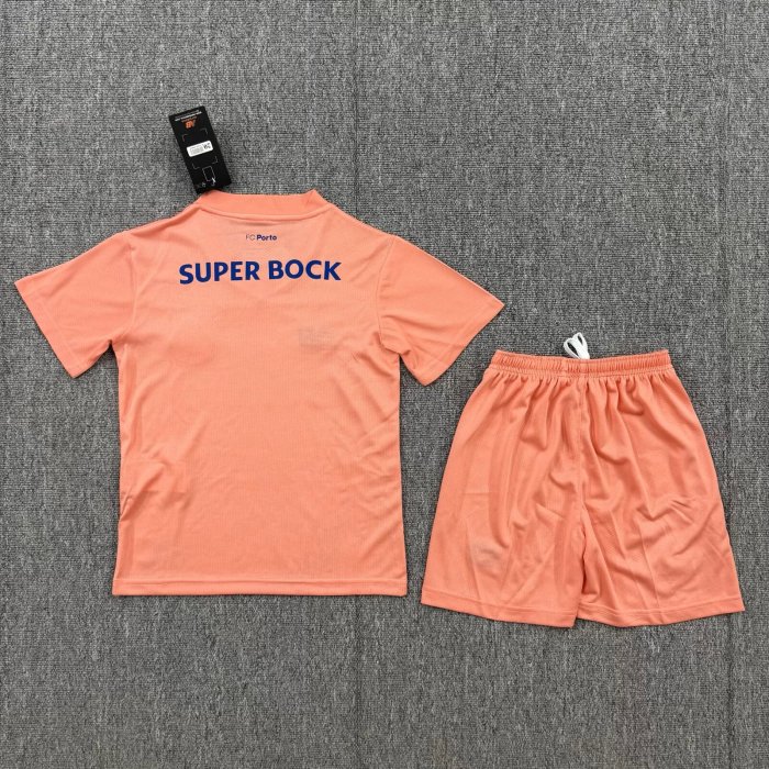 Youth Uniform Kids Kit 2026-2027 Porto Orange Goalkeeper Soccer Jersey Shorts Child Football Set