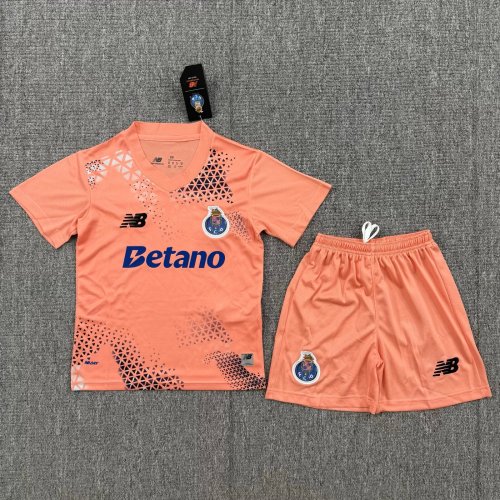 Youth Uniform Kids Kit 2026-2027 Porto Orange Goalkeeper Soccer Jersey Shorts Child Football Set