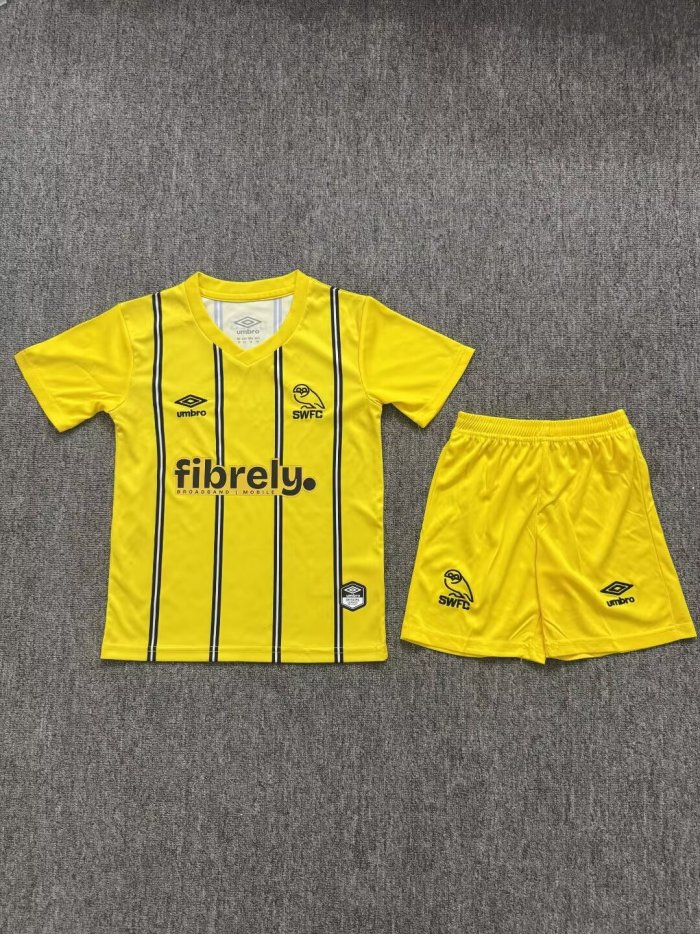 Youth Uniform Kids Kit 2026-2027 Sheffield Wednesday Away Yellow Soccer Jersey Shorts Child Football Set