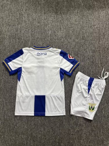with LALIGA Patch Youth Uniform Kids Kit 2026-2027 Leganes Home Soccer Jersey Shorts Child Football Set
