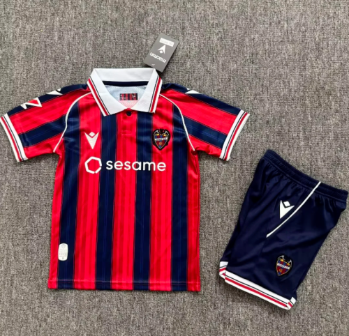 with LALIGA Patch Youth Uniform Kids Kit 2026-2027 Levante Home Soccer Jersey Shorts Child Football Set