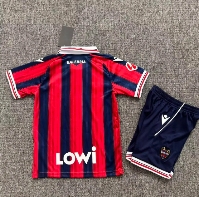 with LALIGA Patch Youth Uniform Kids Kit 2026-2027 Levante Home Soccer Jersey Shorts Child Football Set