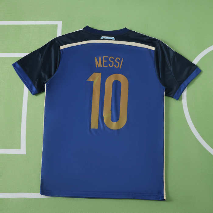 Retro Jersey 2014 Argentina MESSI 10 Away Blue Soccer Jersey Vintage Football Shirt