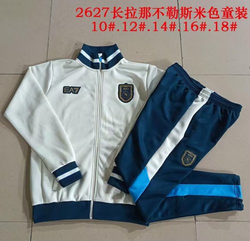 Youth 2026-2027 Napoli White Soccer Training Jacket Napoles Football Jacket and Pants
