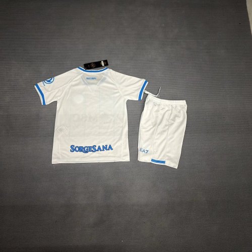 Youth Uniform Kids Kit 2026-2027 Napoli Away White Soccer Jersey Shorts Napoles Child Football Set