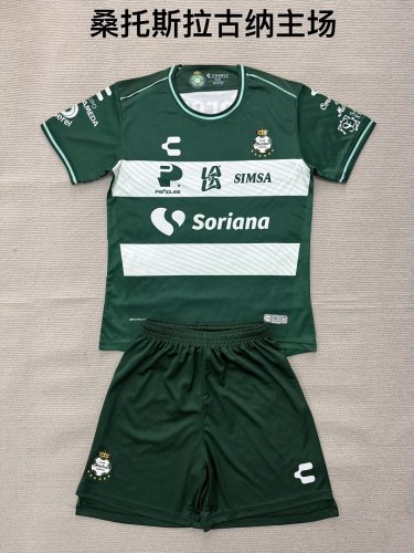 Youth Uniform Kids Kit 2026-2027 Santos Laguna Home Soccer Jersey Shorts Child Football Set