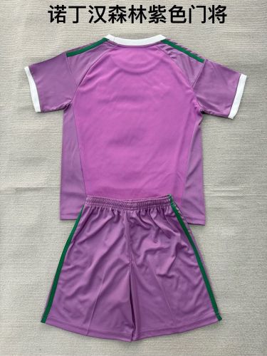 Youth Uniform Kids Kit 2026-2027 Nottingham Forest Purple Goalkeeper Soccer Jersey Shorts Child Football Set