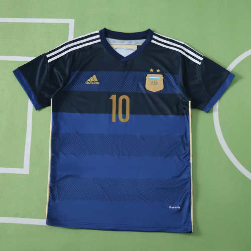 Retro Jersey 2014 Argentina MESSI 10 Away Blue Soccer Jersey Vintage Football Shirt
