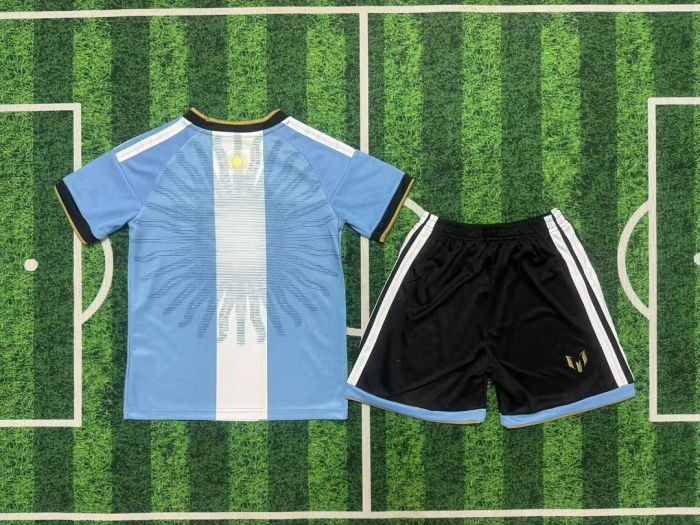 Youth Uniform Kids Kit Argentina X Messi 2026 Special Edition Soccer Jersey Shorts Child Football Set
