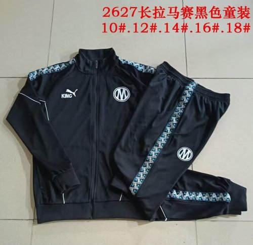 Youth 2026-2027 Marseille Black Soccer Training Jacket Football Jacket and Pants