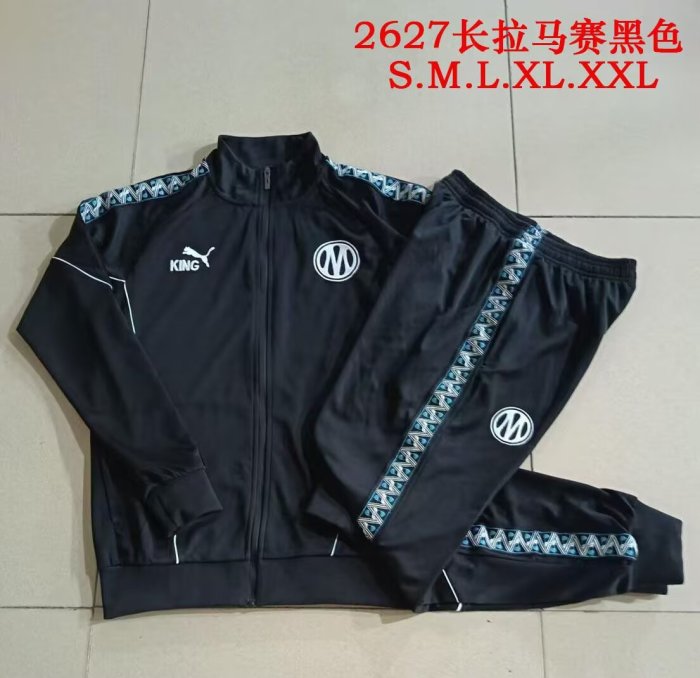 2026-2027 Marseille Black Soccer Tracksuit Jacket Football Jacket and Pants