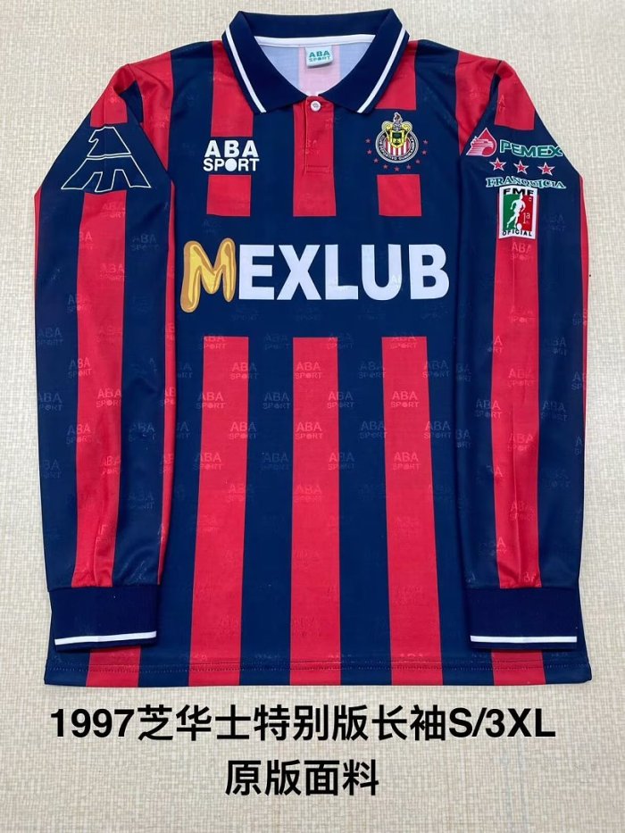 Long Sleeve Retro Jersey 1997 Chivas Special Version Soccer Jersey Vintage Football Shirt