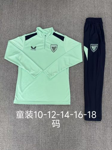 Youth 2026-2027 Athletic Bilbao Green Soccer Training Sweater and Pants Football Kit