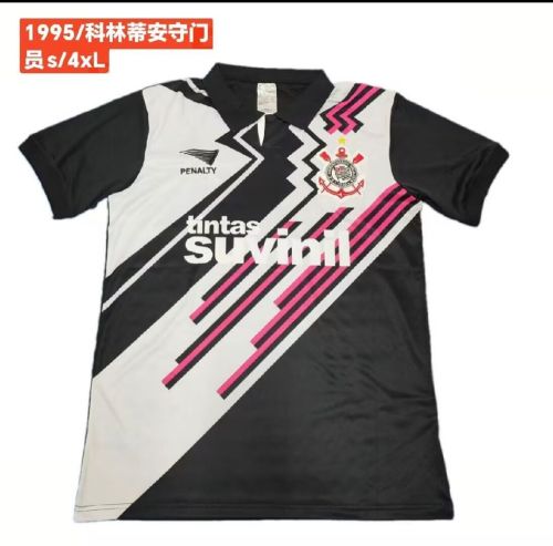 Retro Jersey 1995 Corinthians Black/White Goalkeeper Soccer Jersey Vintage Football Shirt