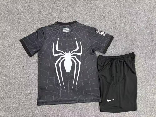 Youth Uniform Kids Kit 2026-2027 Barcelona Black Spider Version Soccer Jersey Shorts Child Football Set
