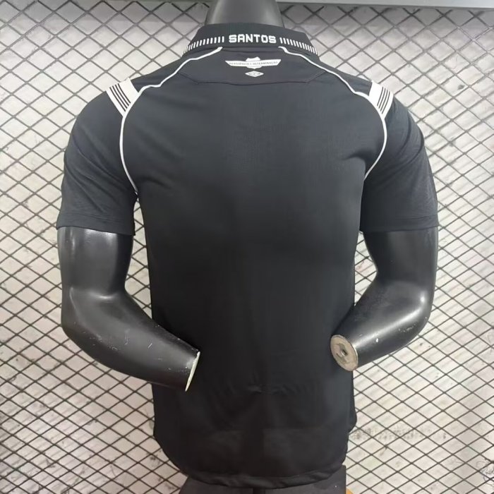 Player Version 2025-2026 Santos Third Away Black Soccer Jersey Football Shirt
