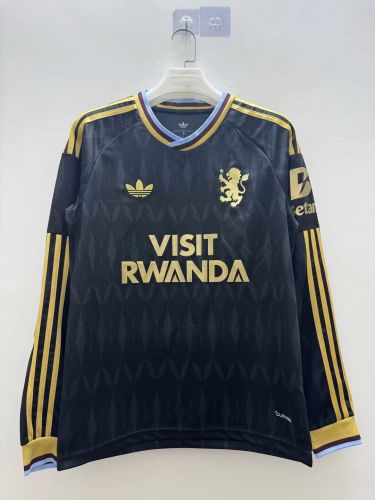 Long Sleeve Fan Version 2026-2027 Aston Villa Away Black Football Shirt Soccer Jersey