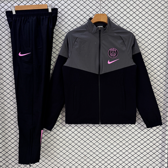 2026-2027 PSG Black/Grey Soccer Windbreaker Jacket Football Jacket