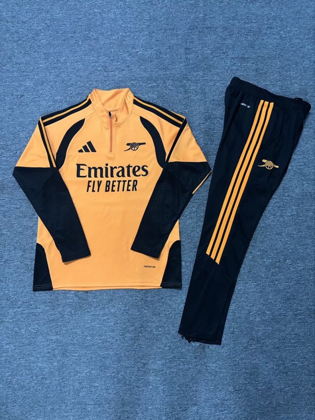 2026-2027 Arsenal Orange/Black Soccer Training Sweater and Pants Football Kit