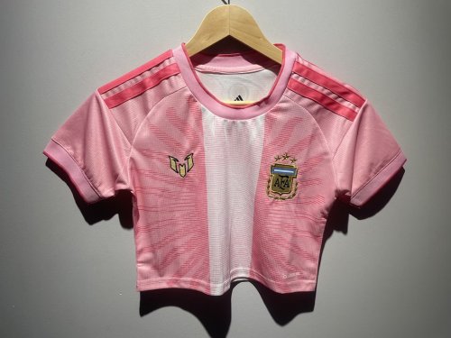 Women Argentina X Messi 2026 Special Edition Crop Soccer Shirt Girl Football Jersey