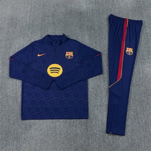 2026-2027 Barcelona Dark Blue Soccer Training Sweater Jacket Football Jacket and Pants