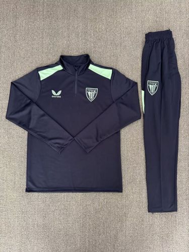 2026-2027 Athletic Bilbao Dark Blue Soccer Training Sweater and Pants Football Kit