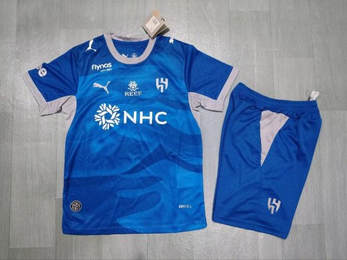 Youth Uniform Kids Kit 2026-2027 Al Hilal SFC Home Soccer Jersey Shorts Child Football Set