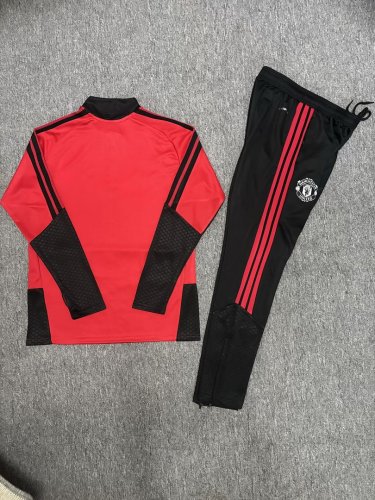 2026-2027 Manchester United Red/Black Soccer Training Sweater and Pants Football Kit