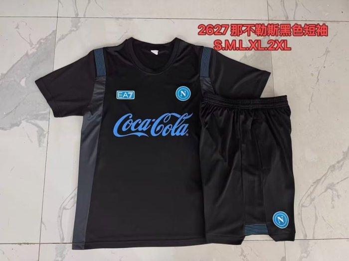 Adult Uniform 2026-2027 Napoli Black Soccer Training Jersey and Shorts Napoles Football Kits