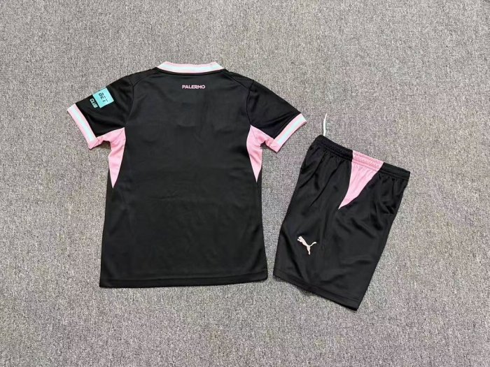 Youth Uniform Kids Kit 2026-2027 Palermo Third Away Black Soccer Jersey Shorts Child Football Set