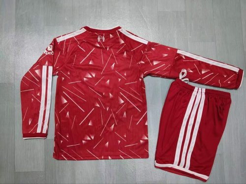 Long Sleeve Youth Uniform Kids Kit 2026-2027 Liverpool Home Soccer Jersey Shorts Child Football Set