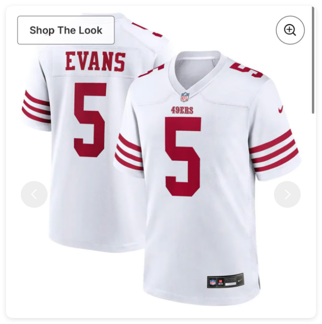 San Francisco 49ers EVANS 5 White NFL Jersey