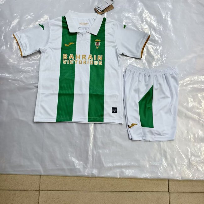 with Sponor Logo Youth Uniform Kids Kit 2026-2027 Cordoba Home Soccer Jersey Shorts Child Football Set