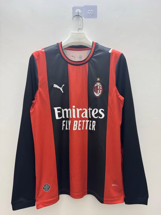 Long Sleeve 2026-2027 AC Milan Home Soccer Jersey AC Football Shirt