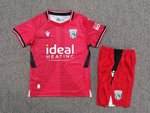 Youth Uniform Kids Kit 2026-2027 West Bromwich Albion Away Red Soccer Jersey Shorts Child Football Set