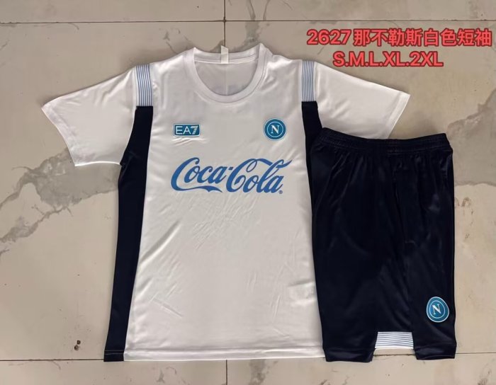 Adult Uniform 2026-2027 Napoli White Soccer Training Jersey and Shorts Napoles Football Kits