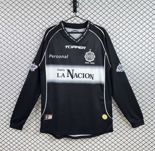 Long Sleeve Retro Jersey 2002 Club Olimpia Away Black Soccer Jersey Olímpia Futebol Clube Vintage Football Shirt