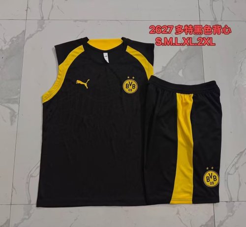 Adult Uniform 2026-2027 Dortmund Black/Yellow Soccer Training Vest and Shorts BVB Football Set