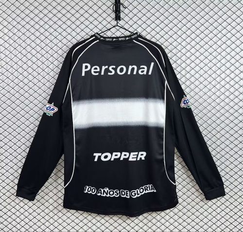 Long Sleeve Retro Jersey 2002 Club Olimpia Away Black Soccer Jersey Olímpia Futebol Clube Vintage Football Shirt