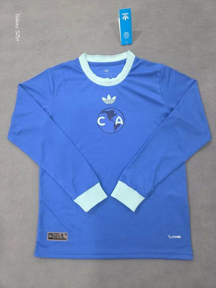 Long Sleeve Fan Version 2026-2027 Club America Aguilas 110th Anniversary Blue Soccer Jersey Football Shirt