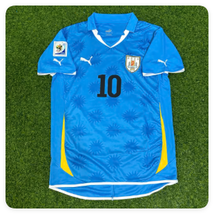 with World Cup Patch Retro Jersey 2010 Uruguay Diego Forlán 10 Home Soccer Jersey Vintage Football Shirt