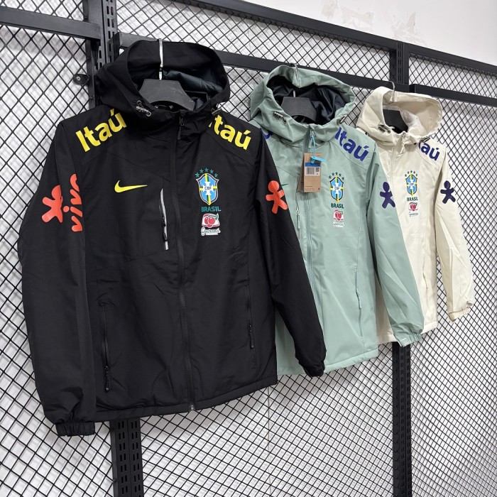 2026 Brazil Thick Fleece Soccer Windbreaker Jacket Football Jacket